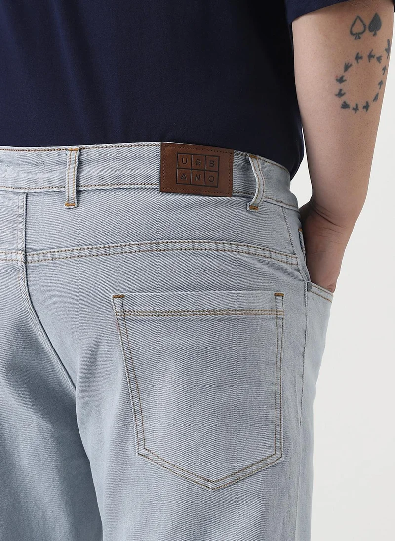 Urbano Fashion  Urbano Plus Men's Ice Grey Slim Fit Washed Denim Jeans Stretchable for Men | Best Price UAE